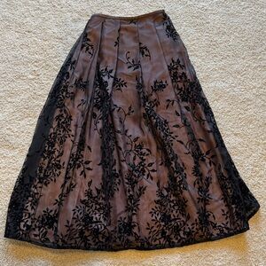 Vintage Y2K floor length skirt pink and black velvet skirt women’s size 10
